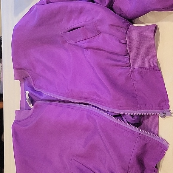 VTG 80's Carol Horn Purple Silk Bomber Jacket Zip Up size M - Picture 6 of 9
